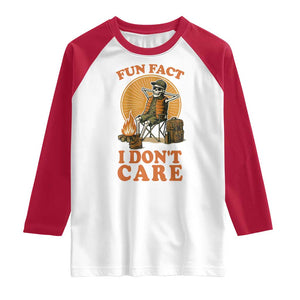 Fun Fact I Do Not Care Raglan Shirt Funny Skeleton TS12 White Red Print Your Wear