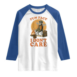 Fun Fact I Do Not Care Raglan Shirt Funny Skeleton TS12 White Royal Print Your Wear