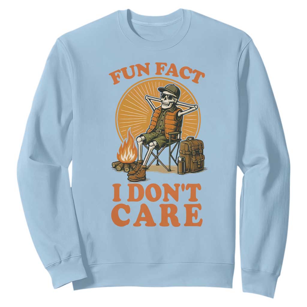 Fun Fact I Do Not Care Sweatshirt Funny Skeleton TS12 Light Blue Print Your Wear