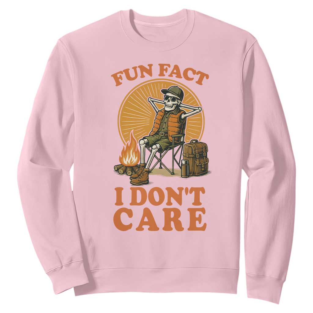 Fun Fact I Do Not Care Sweatshirt Funny Skeleton TS12 Light Pink Print Your Wear