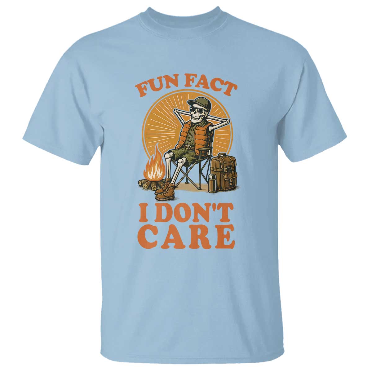 Fun Fact I Do Not Care T Shirt Funny Skeleton TS12 Light Blue Print Your Wear