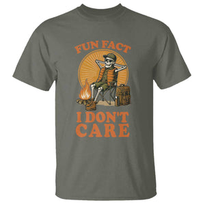 Fun Fact I Do Not Care T Shirt Funny Skeleton TS12 Military Green Print Your Wear
