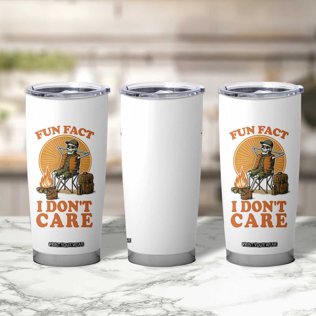 Fun Fact I Do Not Care Tumbler Cup Funny Skeleton TS12 Print Your Wear