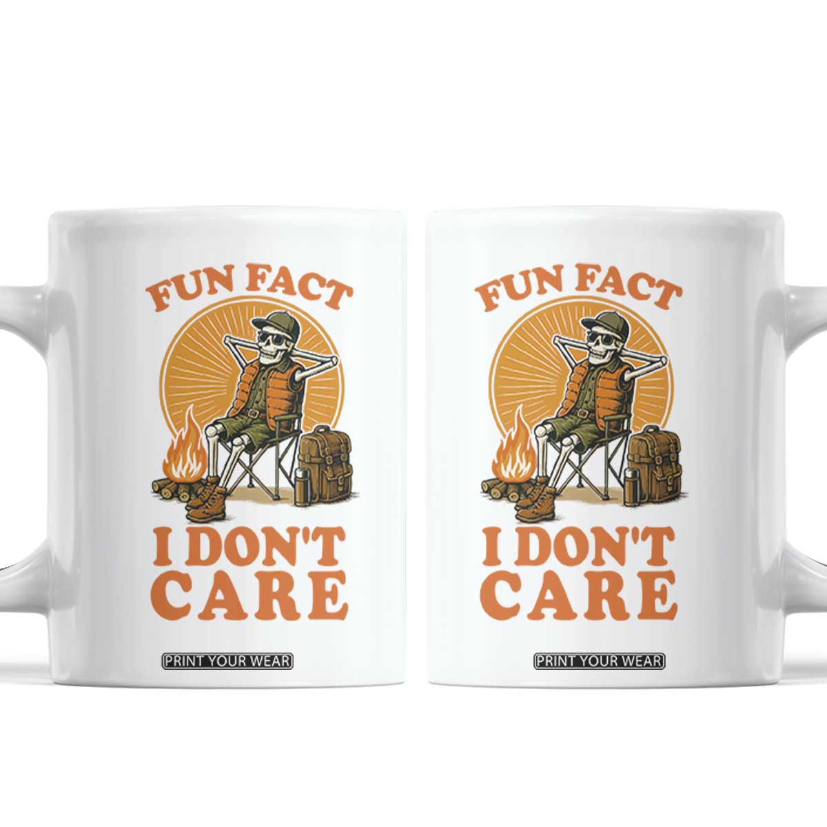 Fun Fact I Do Not Care Coffee Mug Funny Skeleton TS12 White Print Your Wear