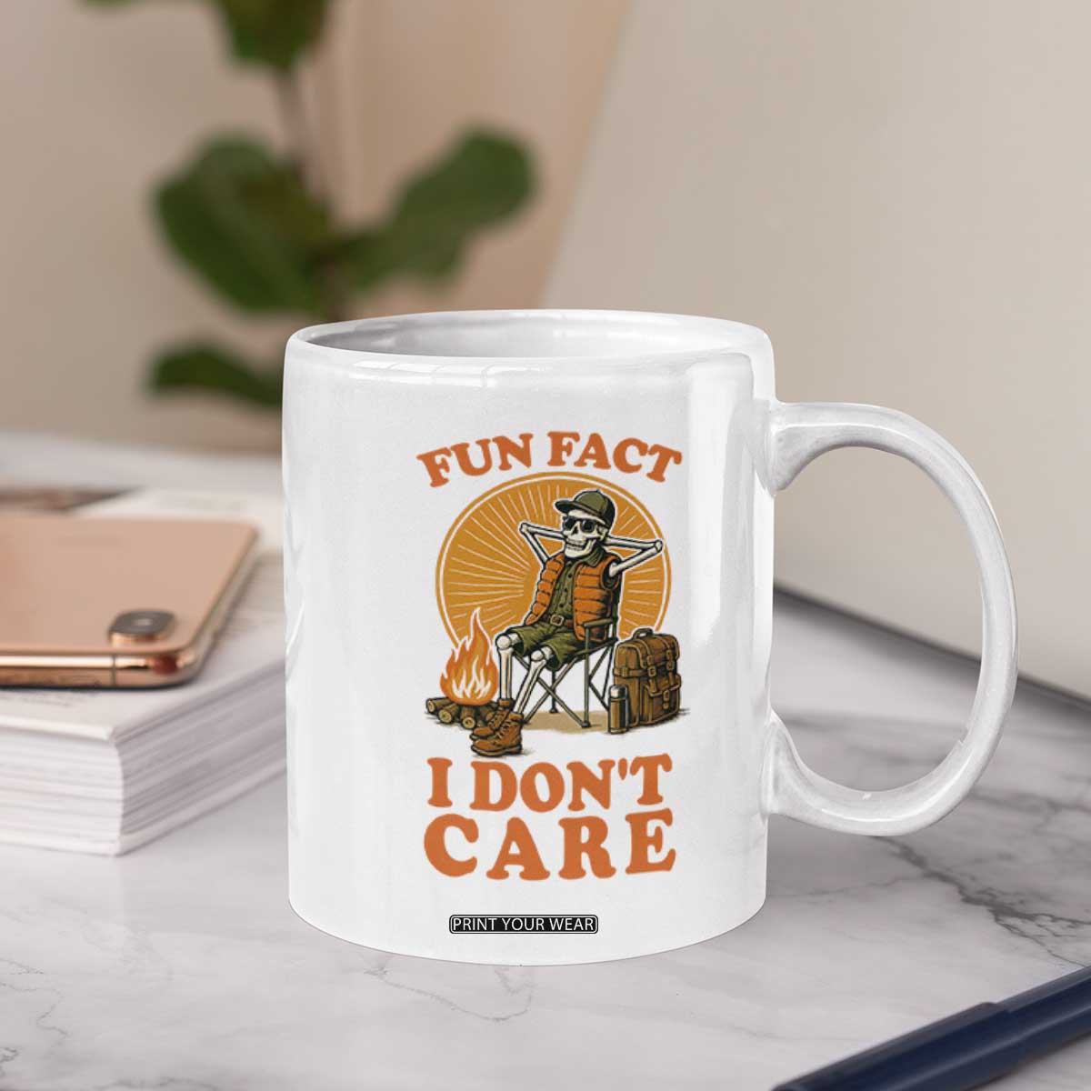 Fun Fact I Do Not Care Coffee Mug Funny Skeleton TS12 Print Your Wear