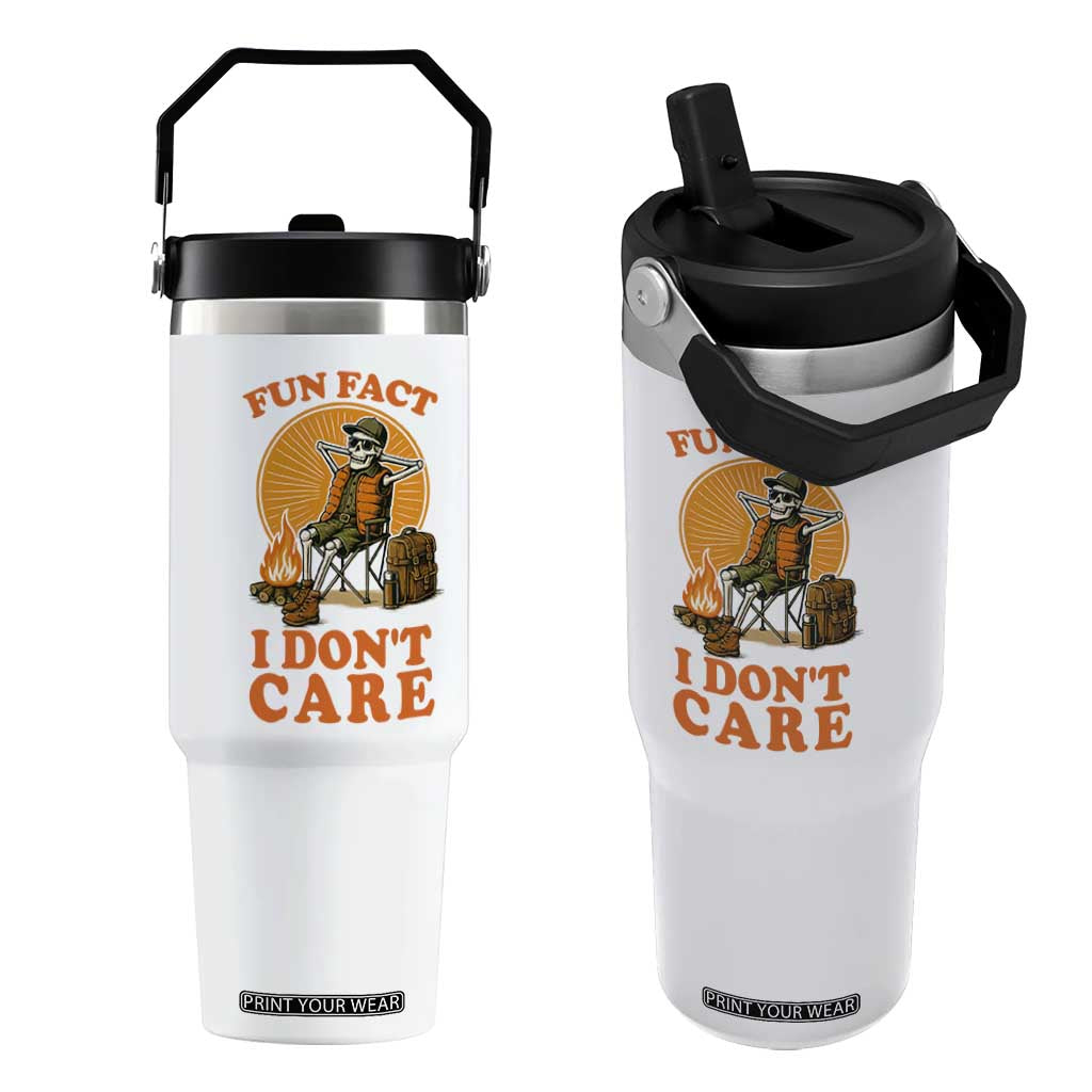 Fun Fact I Do Not Care Flip Straw Tumbler Funny Skeleton TS12 One Size: 30 oz White Print Your Wear