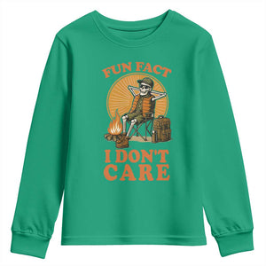 Fun Fact I Do Not Care Youth Sweatshirt Funny Skeleton TS12 Irish Green Print Your Wear