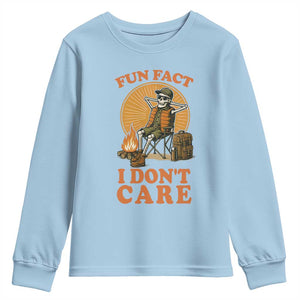 Fun Fact I Do Not Care Youth Sweatshirt Funny Skeleton TS12 Light Blue Print Your Wear