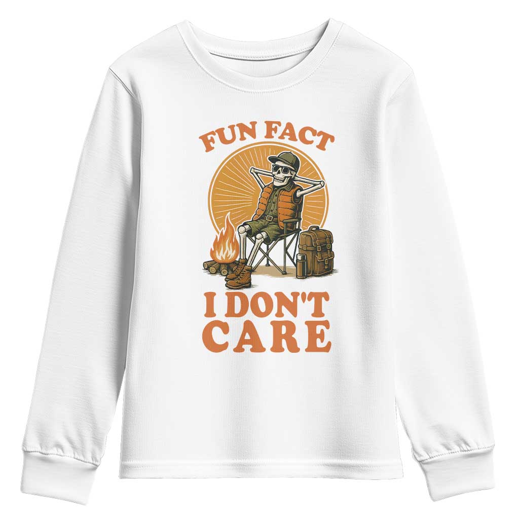 Fun Fact I Do Not Care Youth Sweatshirt Funny Skeleton TS12 White Print Your Wear