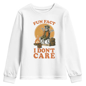 Fun Fact I Do Not Care Youth Sweatshirt Funny Skeleton TS12 White Print Your Wear