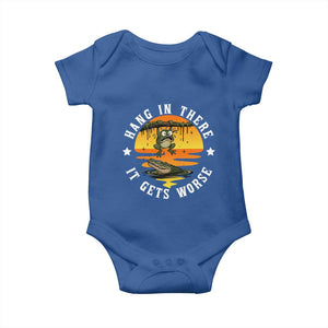 Hang In There It Gets Worse Baby Onesie Funny Frog TS12 Royal Blue Print Your Wear