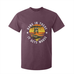 Hang In There It Gets Worse T Shirt For Kid Funny Frog TS12 Maroon Print Your Wear