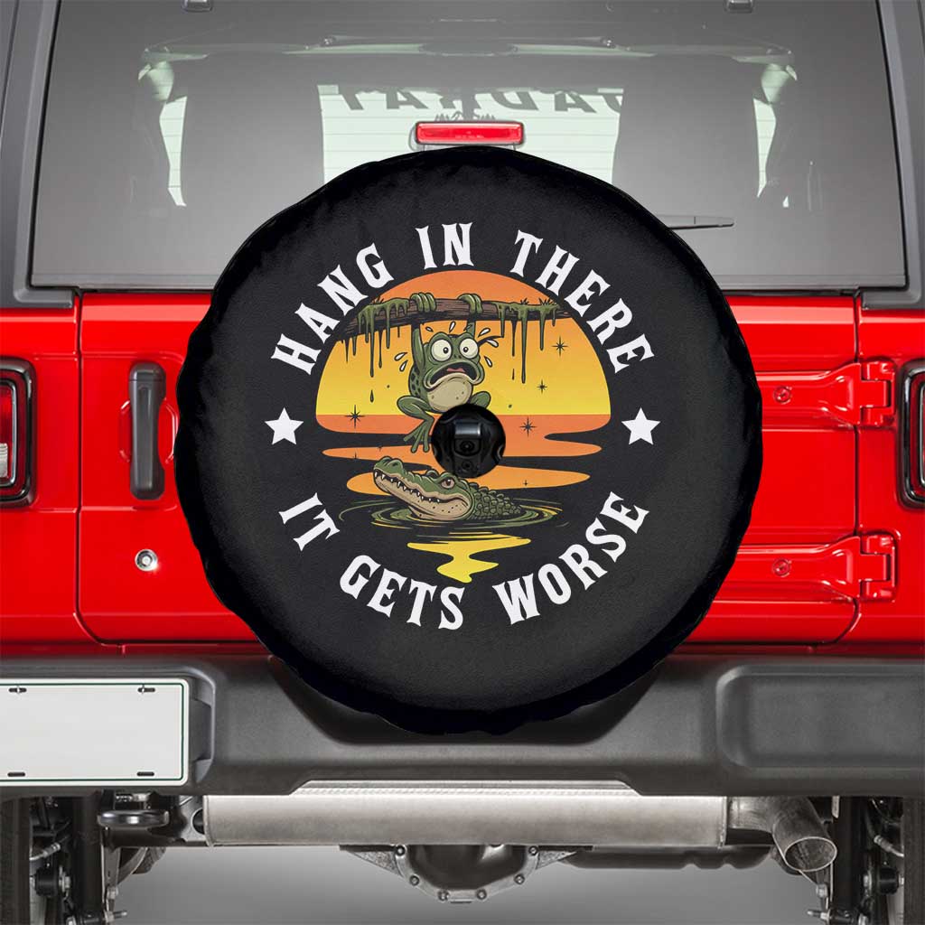 Hang In There It Gets Worse Spare Tire Cover Funny Frog TS12 Black Print Your Wear