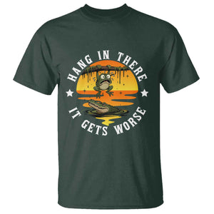 Hang In There It Gets Worse T Shirt Funny Frog TS12 Dark Forest Green Print Your Wear