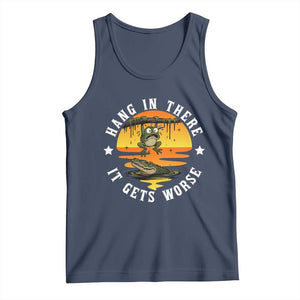 Hang In There It Gets Worse Tank Top Funny Frog TS12 Navy Print Your Wear