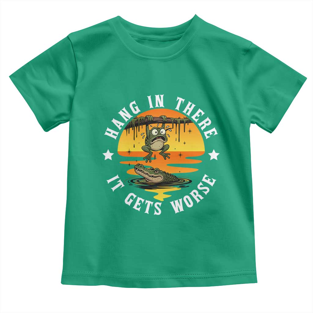 Hang In There It Gets Worse Toddler T Shirt Funny Frog TS12 Irish Green Print Your Wear