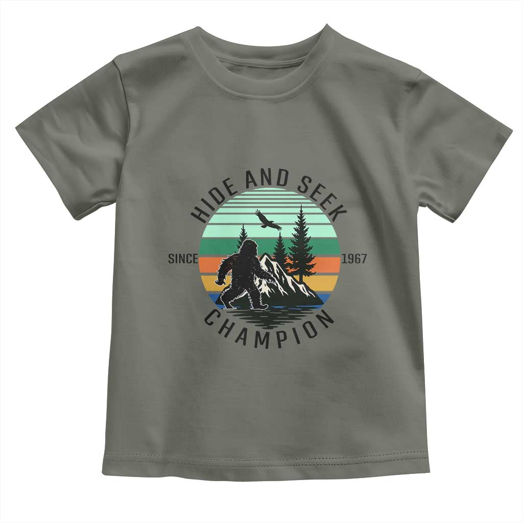Hide And Seek Champion Toddler T Shirt Bigfoot Lover Gift TS12 Military Green Print Your Wear