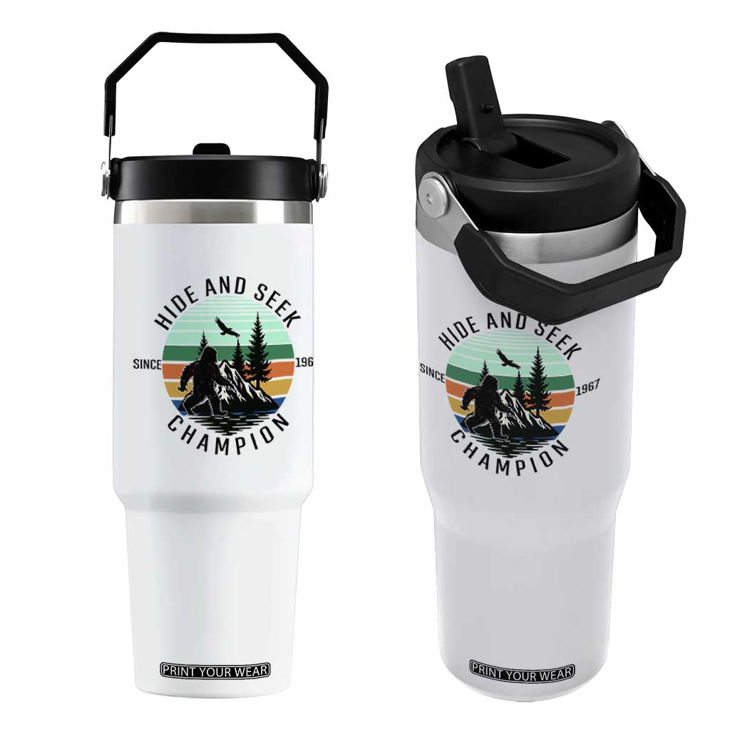 Hide And Seek Champion Flip Straw Tumbler Bigfoot Lover Gift TS12 One Size: 30 oz White Print Your Wear