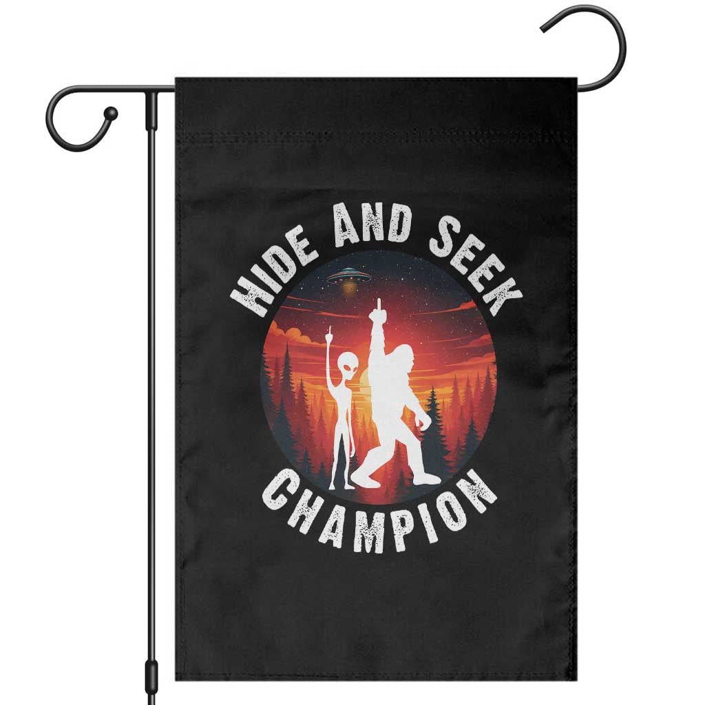 Hide And Seek Champion Garden Flag Funny Bigfoot And Alien Lover Gift TS12 Black Print Your Wear