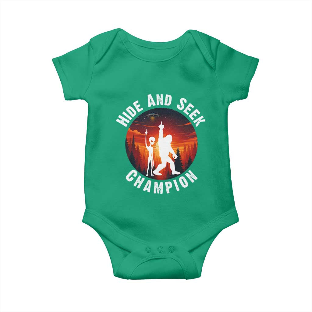 Hide And Seek Champion Baby Onesie Funny Bigfoot And Alien Lover Gift TS12 Irish Green Print Your Wear