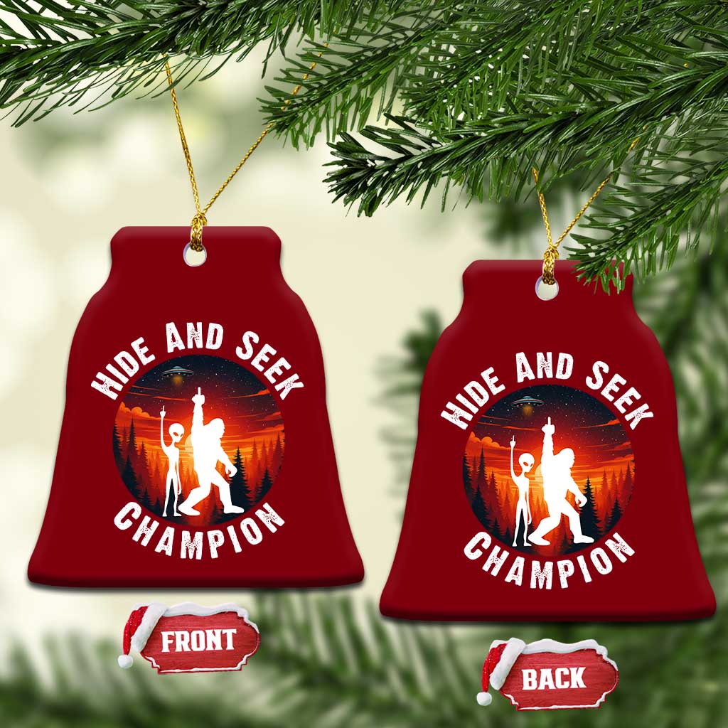 Hide And Seek Champion Ceramic Ornament Funny Bigfoot And Alien Lover Gift TS12 Print Your Wear