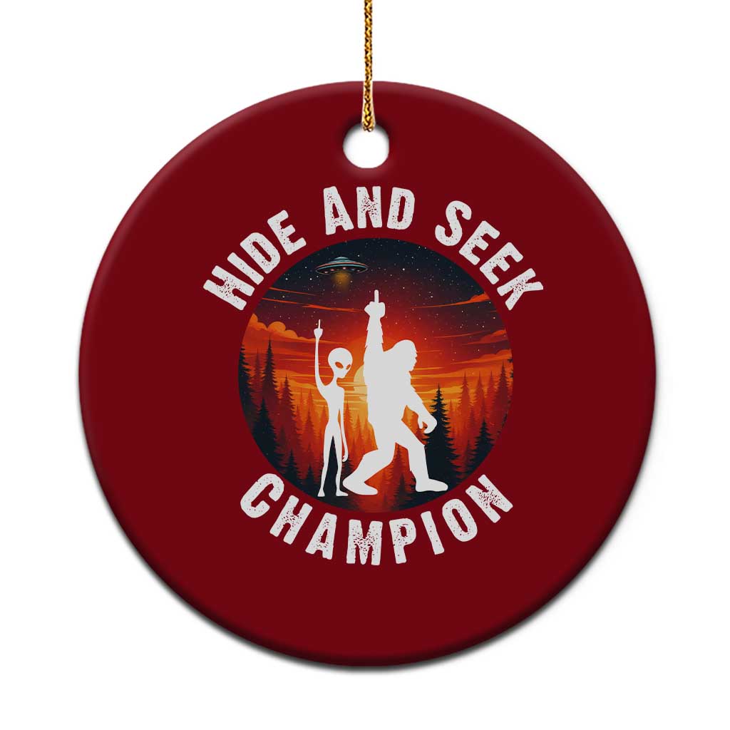 Hide And Seek Champion Ceramic Ornament Funny Bigfoot And Alien Lover Gift TS12 1pc Red Print Your Wear