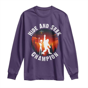 Hide And Seek Champion Long Sleeve Shirt Funny Bigfoot And Alien Lover Gift TS12 Purple Print Your Wear