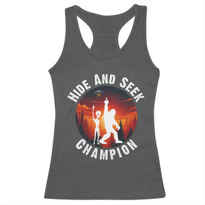 Hide And Seek Champion Racerback Tank Top Funny Bigfoot And Alien Lover Gift TS12 Dark Heather Print Your Wear