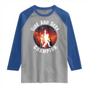 Hide And Seek Champion Raglan Shirt Funny Bigfoot And Alien Lover Gift TS12 Sport Gray Royal Print Your Wear