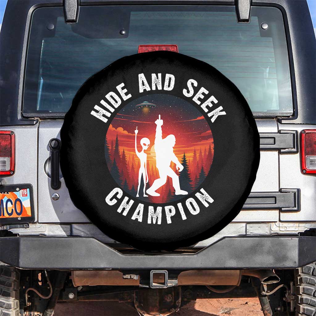 Hide And Seek Champion Spare Tire Cover Funny Bigfoot And Alien Lover Gift TS12 No hole Black Print Your Wear