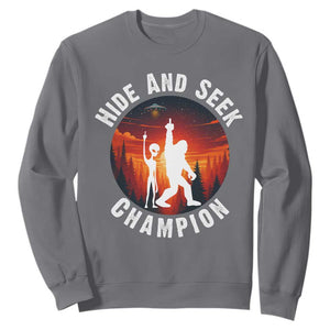 Hide And Seek Champion Sweatshirt Funny Bigfoot And Alien Lover Gift TS12 Charcoal Print Your Wear