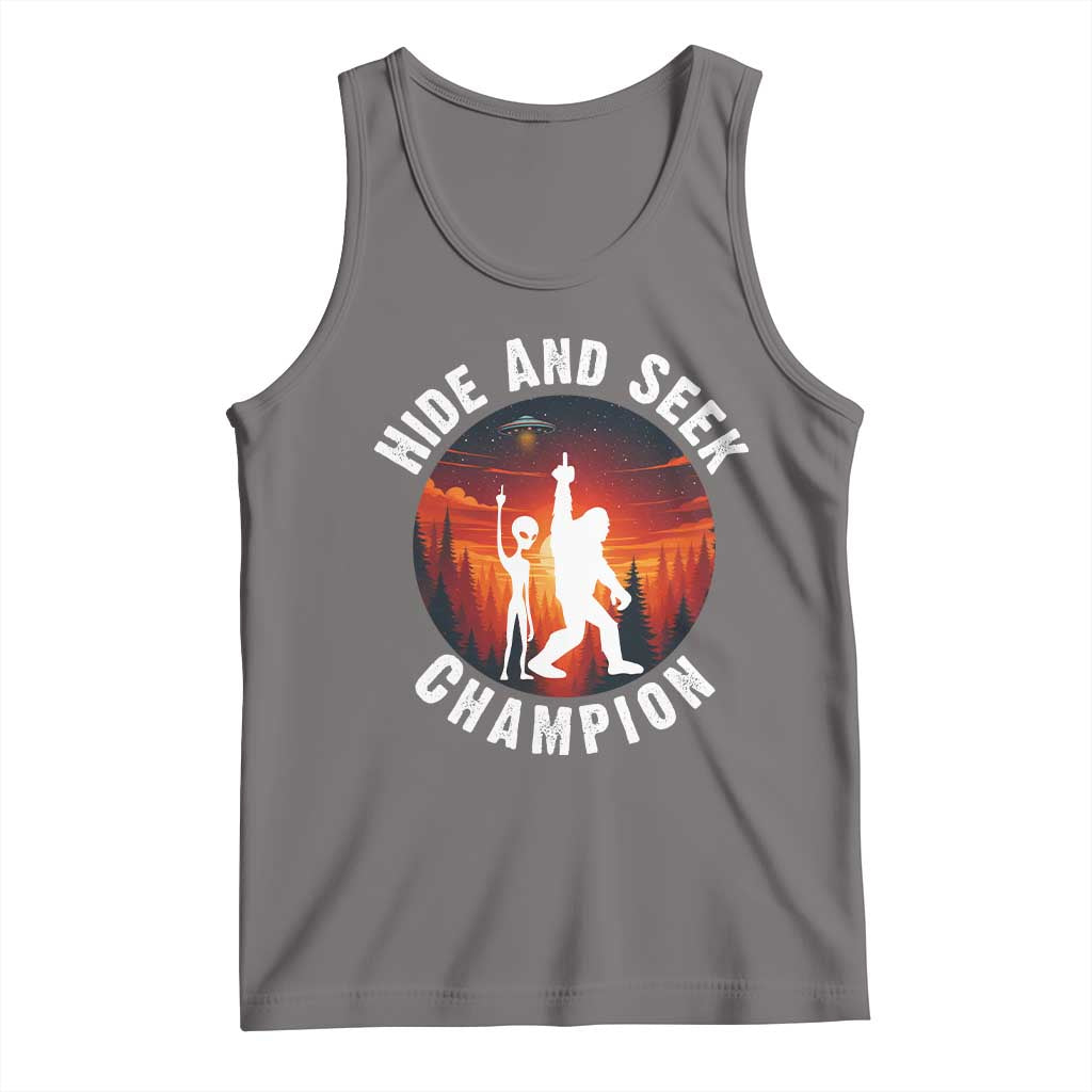 Hide And Seek Champion Tank Top Funny Bigfoot And Alien Lover Gift TS12 Deep Heather Print Your Wear