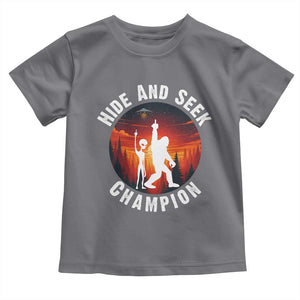 Hide And Seek Champion Toddler T Shirt Funny Bigfoot And Alien Lover Gift TS12 Charcoal Print Your Wear