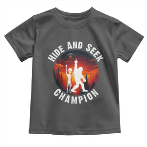 Hide And Seek Champion Toddler T Shirt Funny Bigfoot And Alien Lover Gift TS12 Dark Heather Print Your Wear