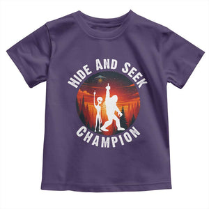 Hide And Seek Champion Toddler T Shirt Funny Bigfoot And Alien Lover Gift TS12 Purple Print Your Wear
