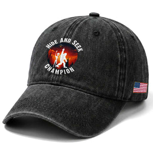 Hide And Seek Champion Washed Cotton Baseball Cap Funny Bigfoot And Alien Lover Gift TS12 Print Your Wear