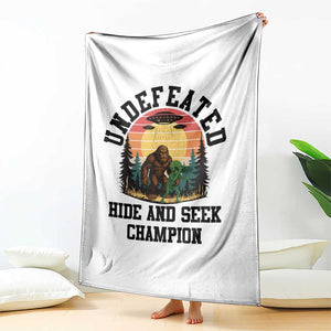 Funny Bigfoot And Alien Gift Throw Blanket Undefeated Hide And Seek Champion TS12 Print Your Wear