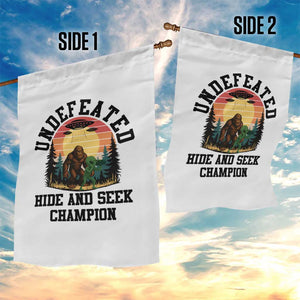 Funny Bigfoot And Alien Gift Garden Flag Undefeated Hide And Seek Champion TS12 Print Your Wear