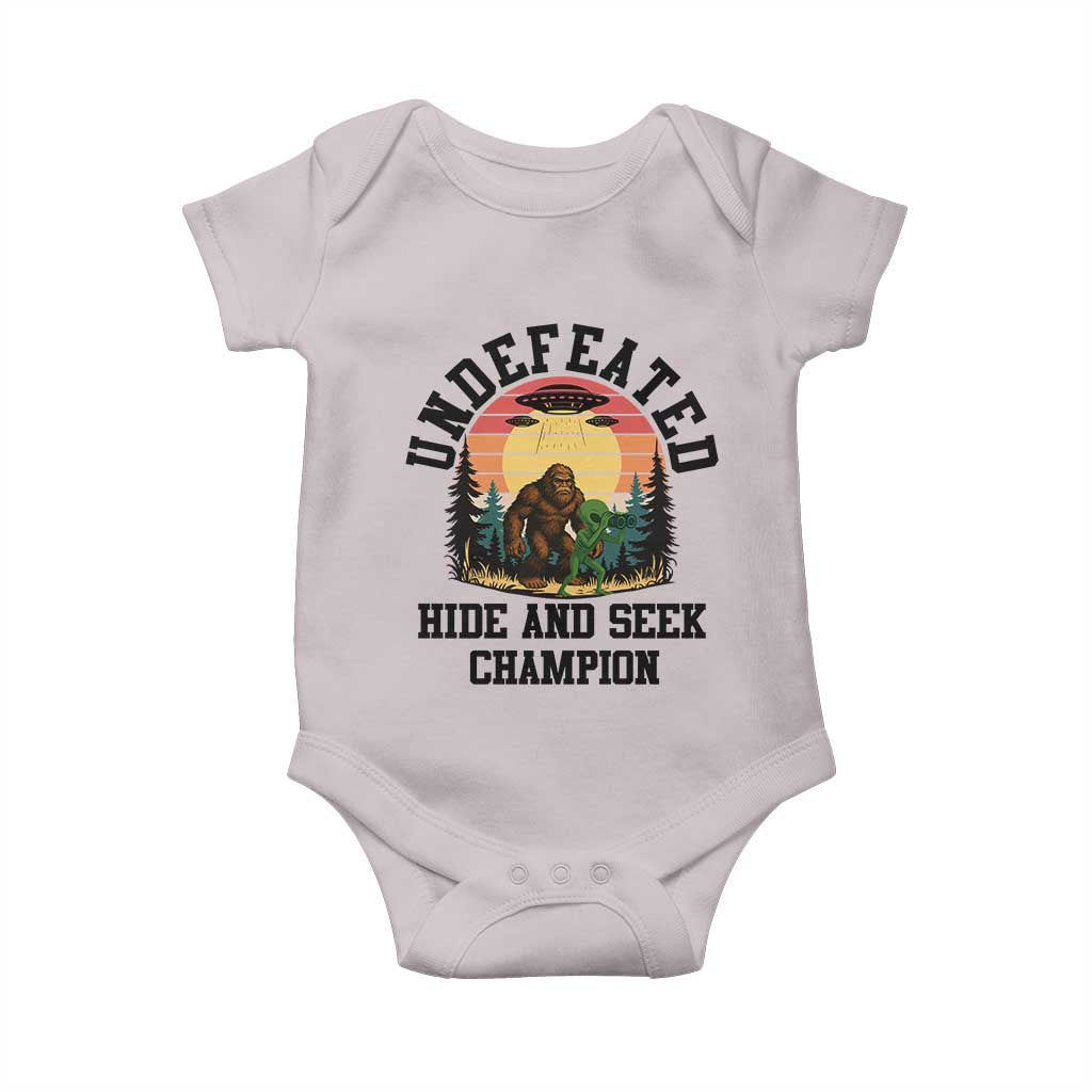 Funny Bigfoot And Alien Gift Baby Onesie Undefeated Hide And Seek Champion TS12 Ice Gray Print Your Wear