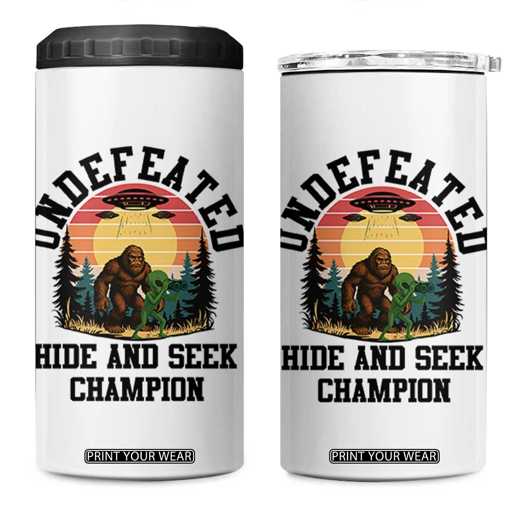 Funny Bigfoot And Alien Gift 4 in 1 Can Cooler Tumbler Undefeated Hide And Seek Champion TS12 One Size: 16 oz White Print Your Wear