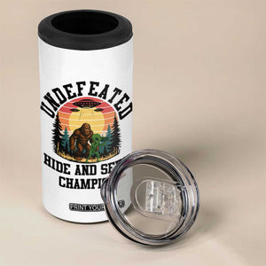 Funny Bigfoot And Alien Gift 4 in 1 Can Cooler Tumbler Undefeated Hide And Seek Champion TS12 Print Your Wear