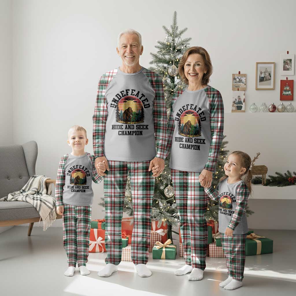 Funny Bigfoot And Alien Gift Plaid Pajama Set Undefeated Hide And Seek Champion TS12 Christmas Plaid Print Your Wear