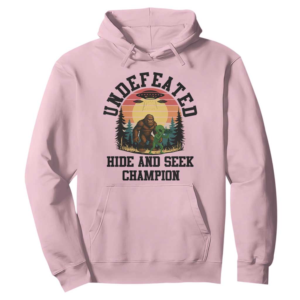 Funny Bigfoot And Alien Gift Hoodie Undefeated Hide And Seek Champion TS12 Light Pink Print Your Wear