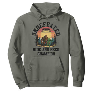 Funny Bigfoot And Alien Gift Hoodie Undefeated Hide And Seek Champion TS12 Military Green Print Your Wear