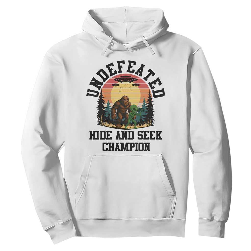 Funny Bigfoot And Alien Gift Hoodie Undefeated Hide And Seek Champion TS12 White Print Your Wear