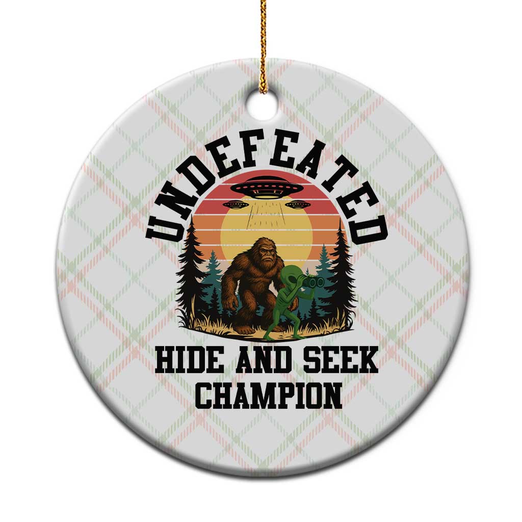 Funny Bigfoot And Alien Gift Ceramic Ornament Undefeated Hide And Seek Champion TS12 1pc Christmas Plaid Print Your Wear