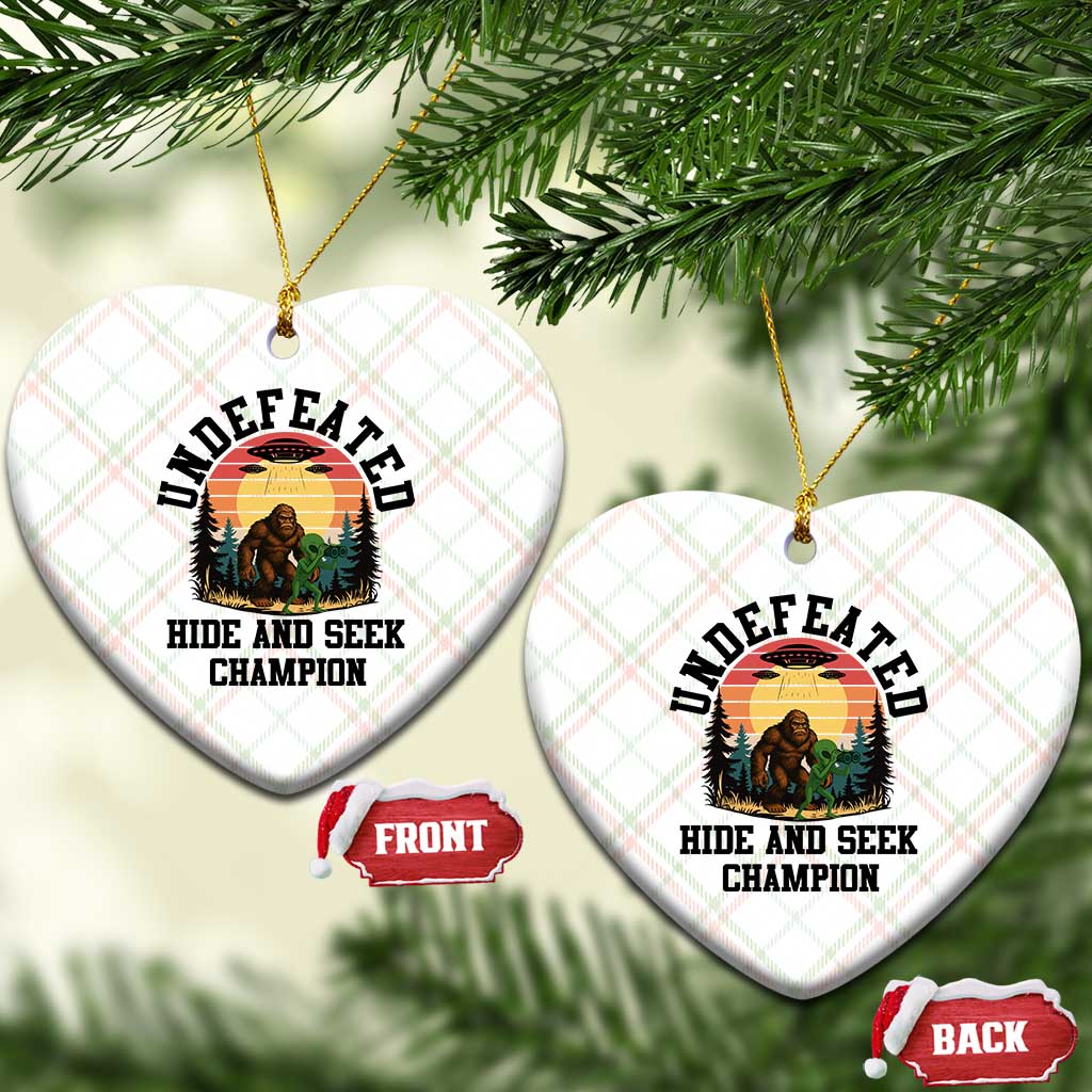 Funny Bigfoot And Alien Gift Ceramic Ornament Undefeated Hide And Seek Champion TS12 Print Your Wear