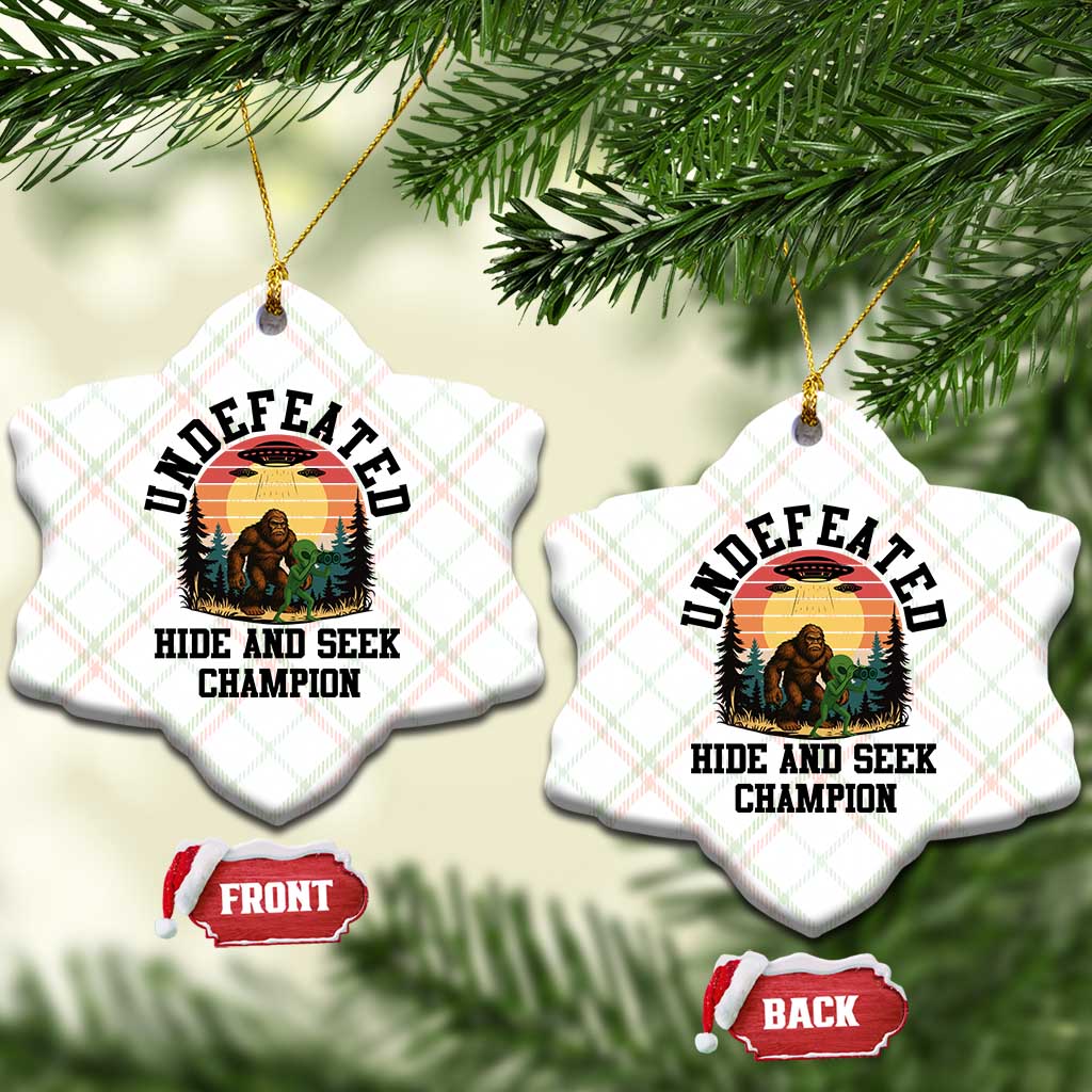 Funny Bigfoot And Alien Gift Ceramic Ornament Undefeated Hide And Seek Champion TS12 Print Your Wear