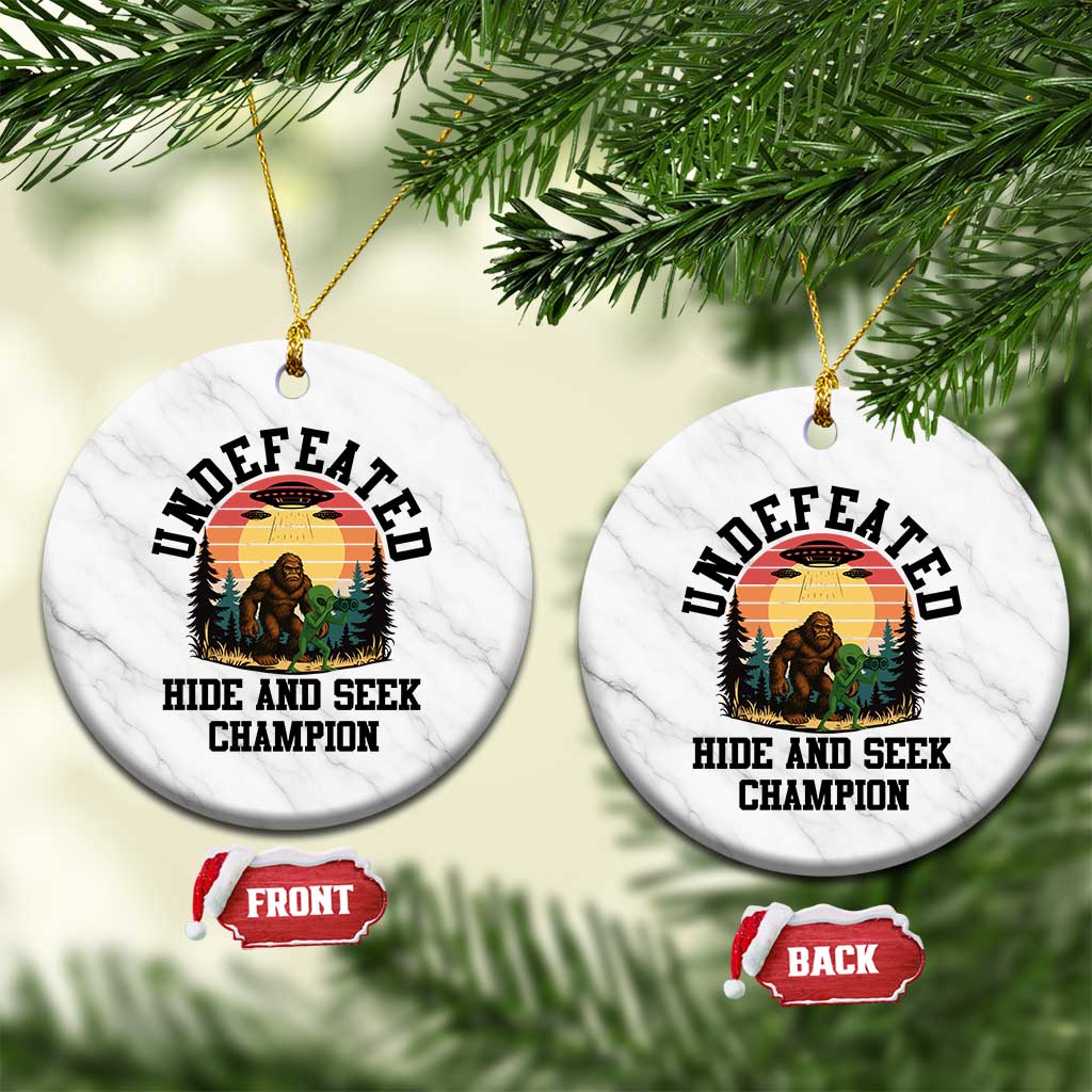 Funny Bigfoot And Alien Gift Ceramic Ornament Undefeated Hide And Seek Champion TS12 1pc White Marble Print Your Wear