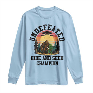 Funny Bigfoot And Alien Gift Long Sleeve Shirt Undefeated Hide And Seek Champion TS12 Light Blue Print Your Wear